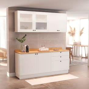 Cozinha Compacta 4 Peças 6 Portas 3 Gavetas com Tampo Sevilha Branco Artico