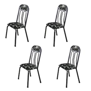 Kit com 04 Cadeiras 105x50cm Paris Floral Preto / Prata Martelado