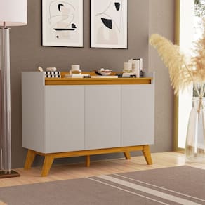 Buffet Aparador 3 Portas 82x106x40 Cm Star Carvalho Ouro/Off White