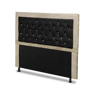 Cabeceira para Cama de Casal 140cm Suede Berlim Marfim / Preto