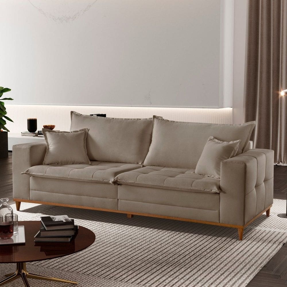 Sofá Saturno 2 Lugares 240cm em Veludo Marrom