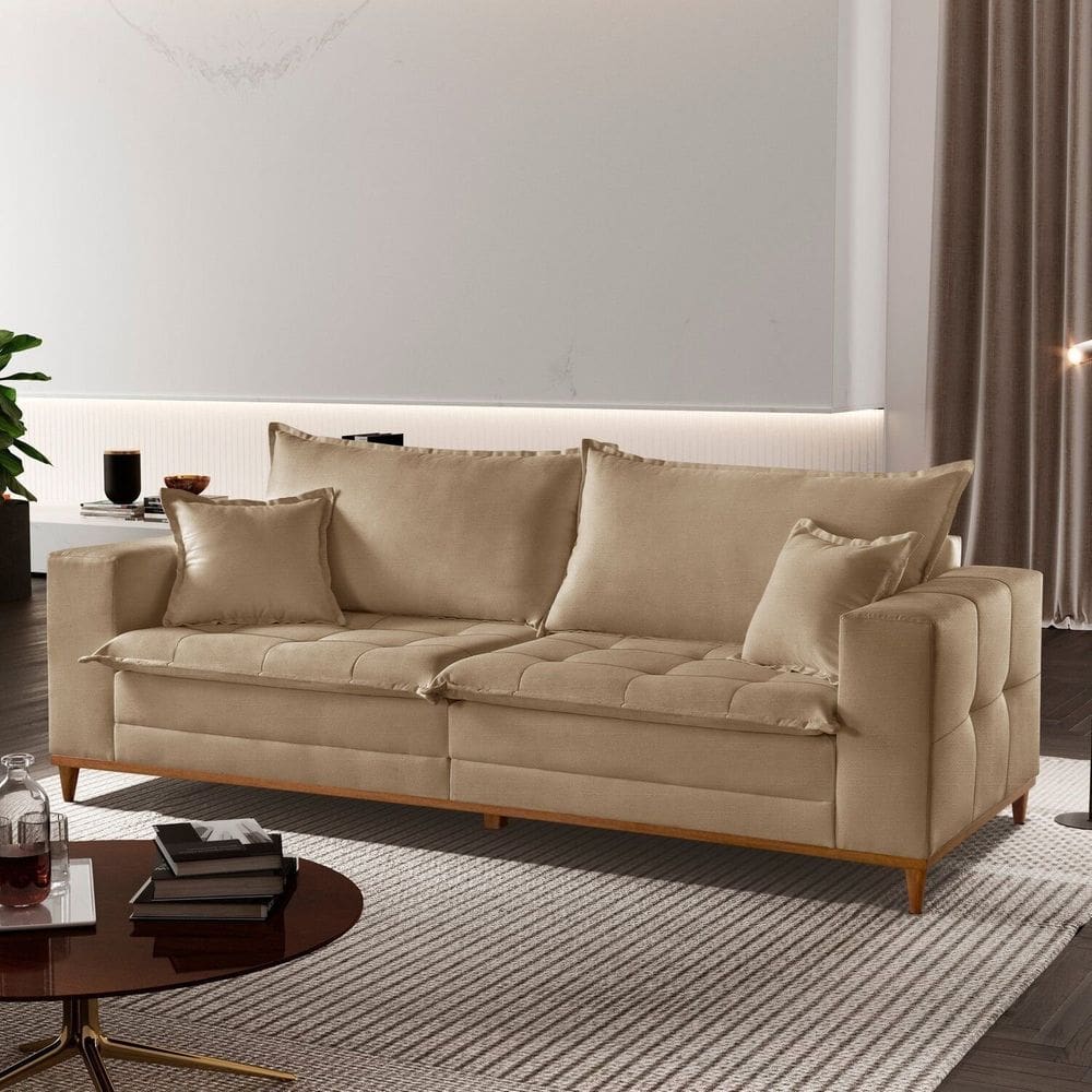 Sofá Saturno 2 Lugares 220cm em Linho Bege