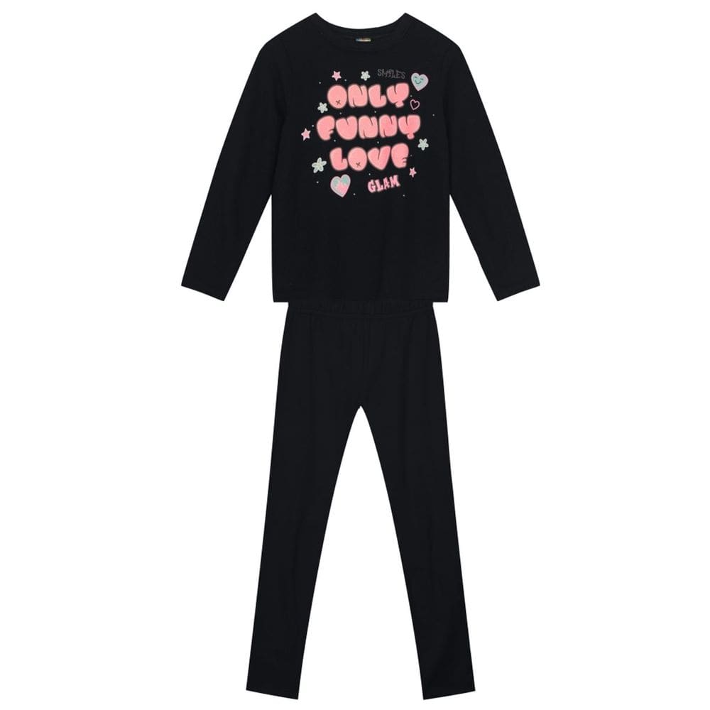Conjunto Infantil Menina Escrita Com Glitter Brandili