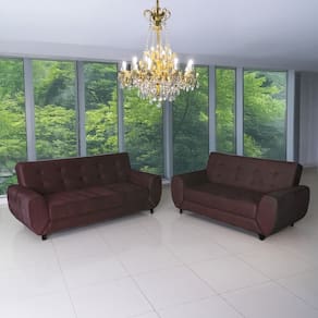 Conjunto de Sofás 3 e 2 Lugares Cristal Marrom