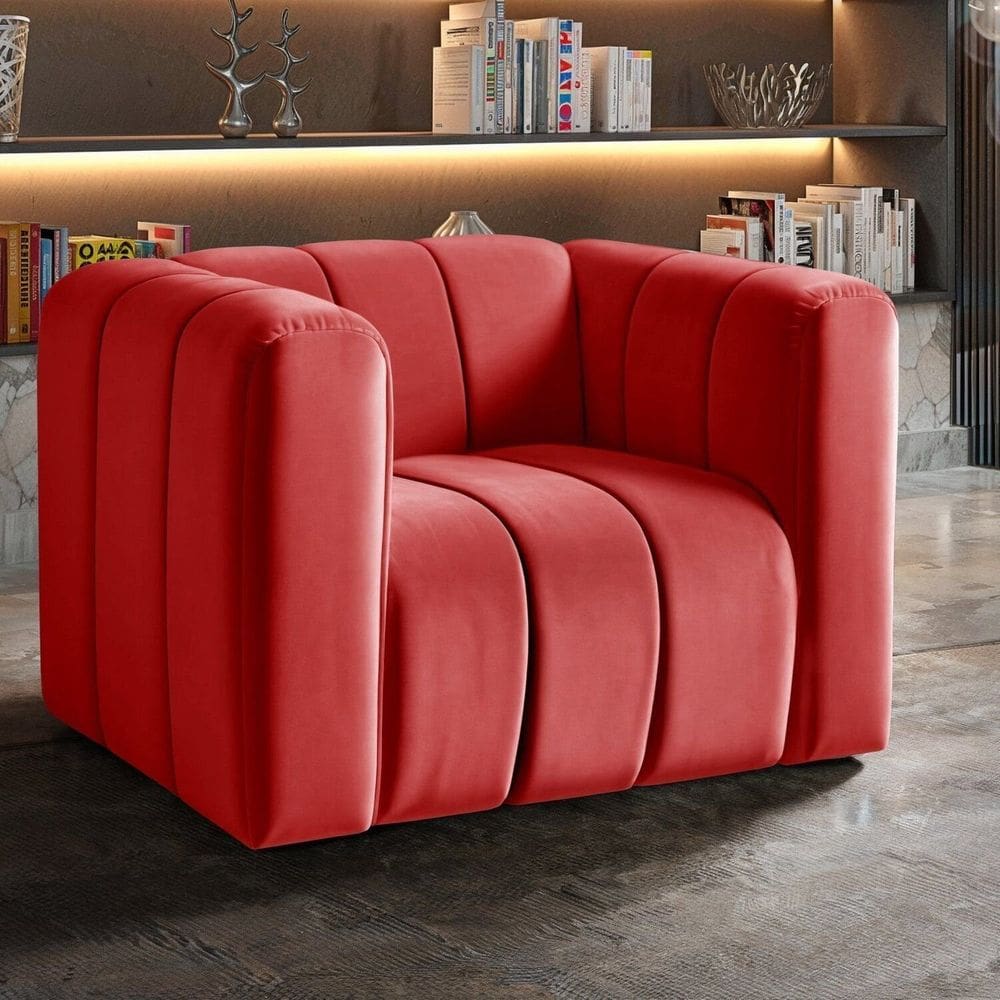 Poltrona Mona Decorativa Retrô Moderna Sala de Estar Vermelho