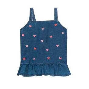 Blusa Jeans Infantil Menina Com Bordado Azul Brandili