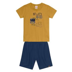 Conjunto Infantil Menino De Carrinho Amarelo Brandili