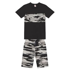 Conjunto Infantil Menino Camuflado Cinza Brandili