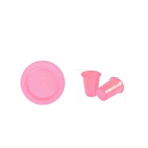 Prato E Copo Rosa De Plástico Descartável- 100Un