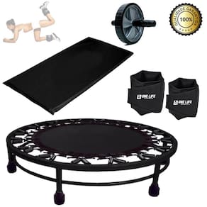 Cama Elástica + Colchonete + Caneleira 5Kg + Rodinha