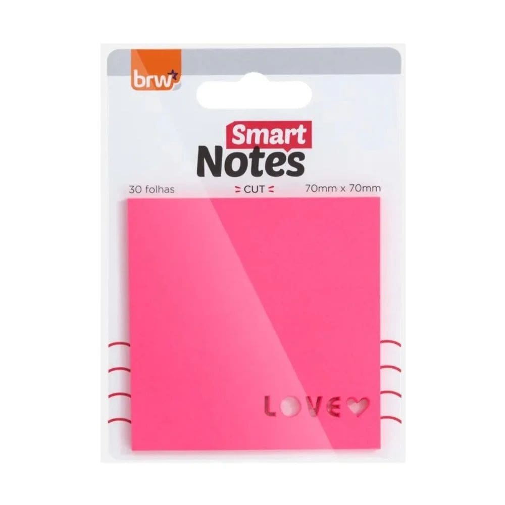 Bloco Adesivo Smart Notes Neon Cut 30 Folhas Com Detalhe 70mm x 70mm - BRW