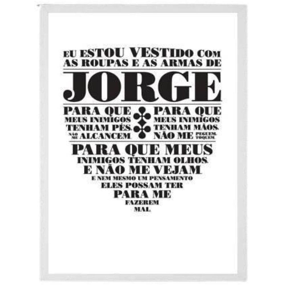 Quadro Decorativo Oração De São Jorge Moldura Branca 24X18Cm