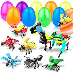 Ovos de Páscoa pré-cheios com brinquedos de construção, pacote com 12, 3 crianças grandes