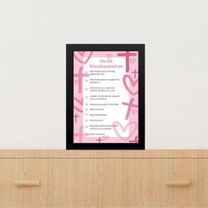 Quadro Decorativo Os 10 Mandamentos - Rosa 45X34Cm