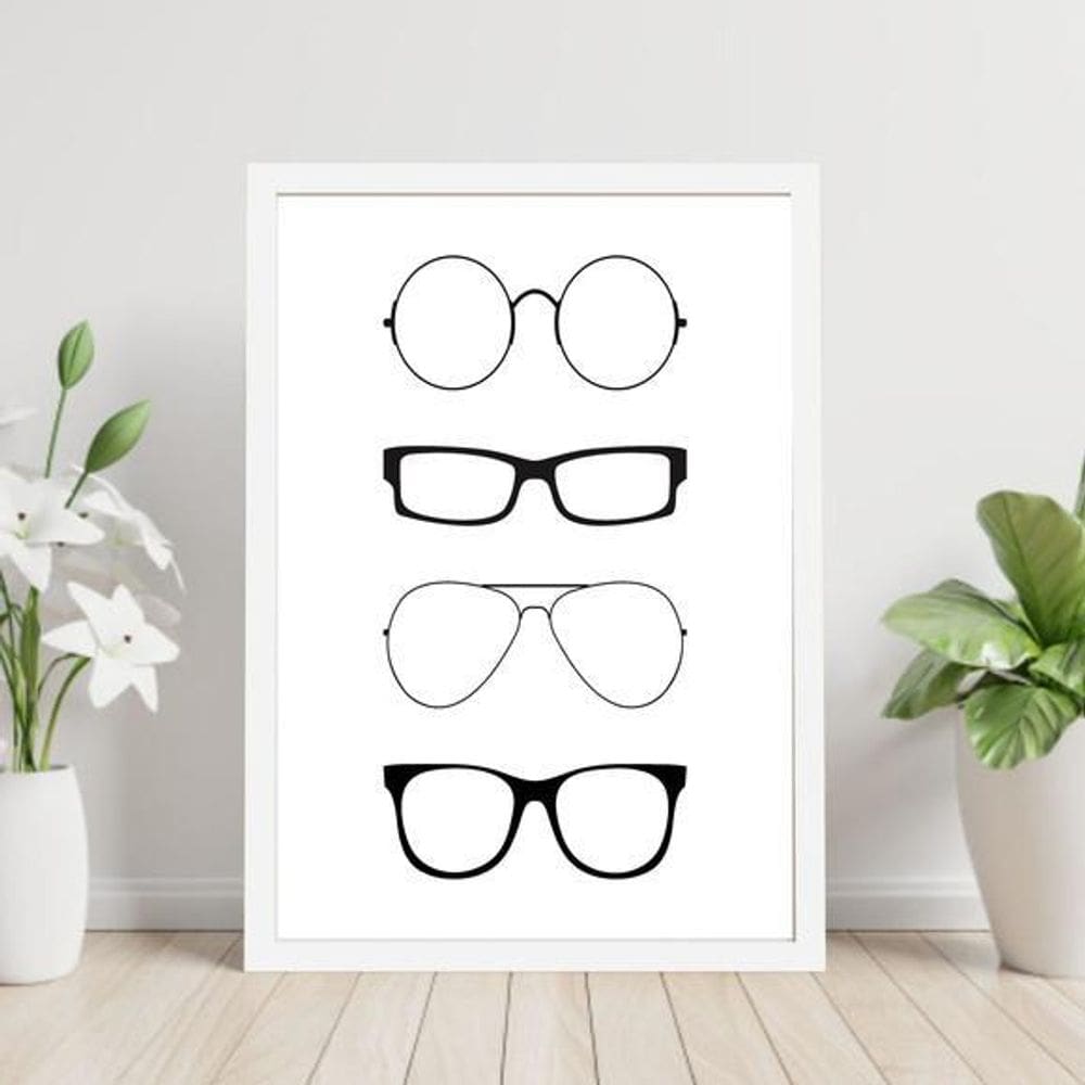 Quadro 4 Óculos 33X24Cm - Com Vidro