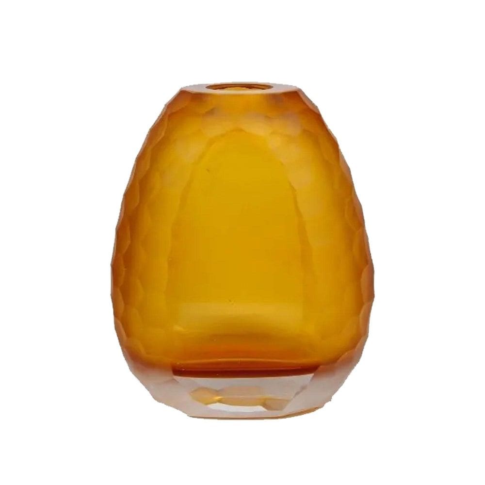 Vaso Oval Vidro Murano Italiano 22X18Cm Médio Ambar
