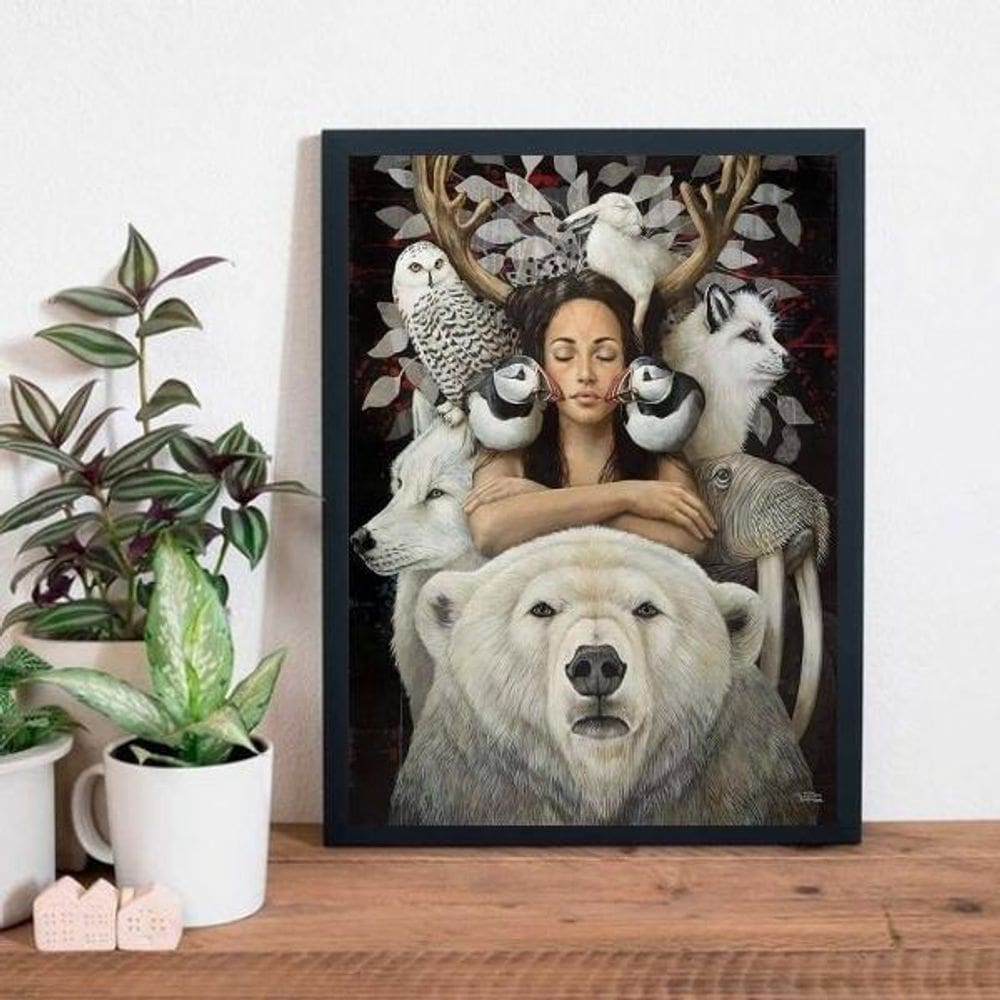Quadro Decorativo Sagrado Feminino 33X24Cm - Madeira Preta