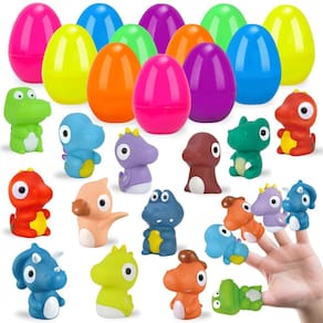 Ovos de Páscoa ZIRSENG pré-preenchidos com bonecos de dinossauro x24