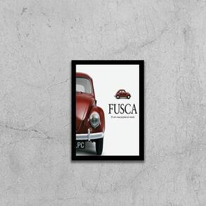 Quadro Propaganda Fusca Vintage 33X24Cm - Moldura Preta