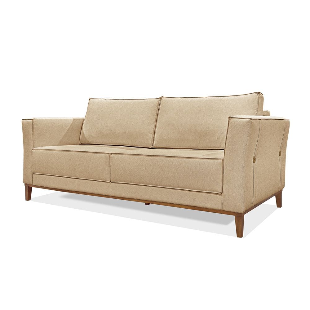 Sofá Barão 3 Lugares 2,30 Linho Dourado - Lucadi Home