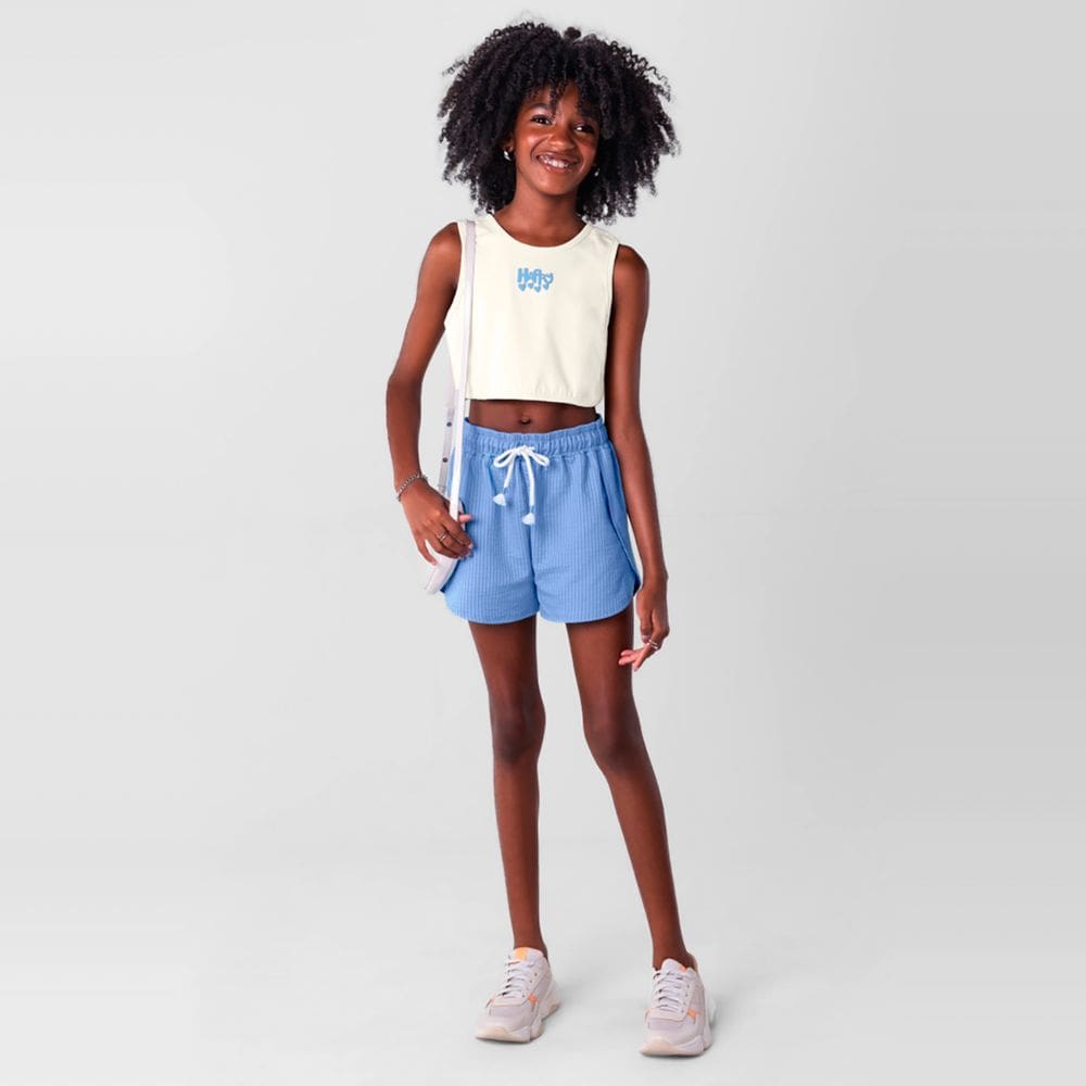 Conjunto Infantil Menina Com Cropped Natural Young Class