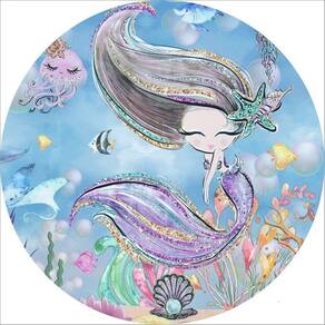 Painel Redondo 3D Sublimado Sereia Frd-1949