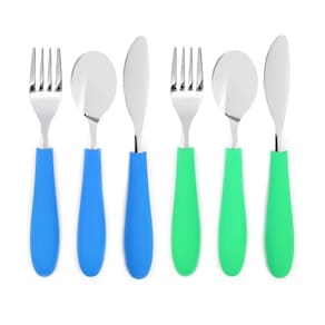 Talheres para crianças Elk and Friends com alça de silicone de mais de 4 anos