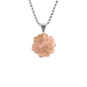Colar 60Cm Prata 925 Quartzo Rosa Colmeia Verdadeiro Natural