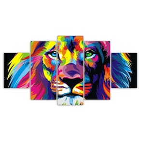Kit Quadros Decorativos Sala Leão De Judá Jesus Cores Bíblia
