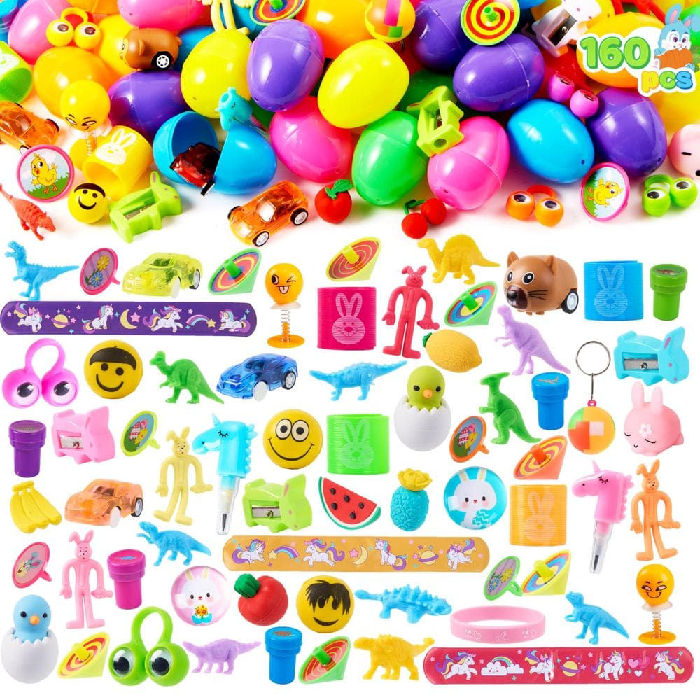 Ovos de Páscoa pré-recheados JOYIN 160 unidades com brinquedos variados