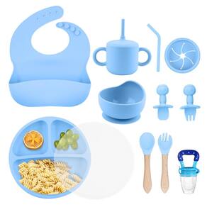 Conjunto de alimentação para bebês SHGMEET Silicone Self Feed 6m+ (azul)