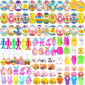 Ovos de Páscoa pré-cheios PLOUGVI, 100 unidades com brinquedos para crianças