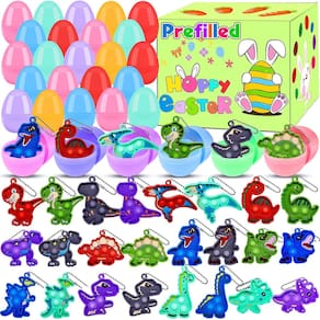 Pacote de 24 ovos de Páscoa pré-cheios com brinquedos Dinosaur Fidget