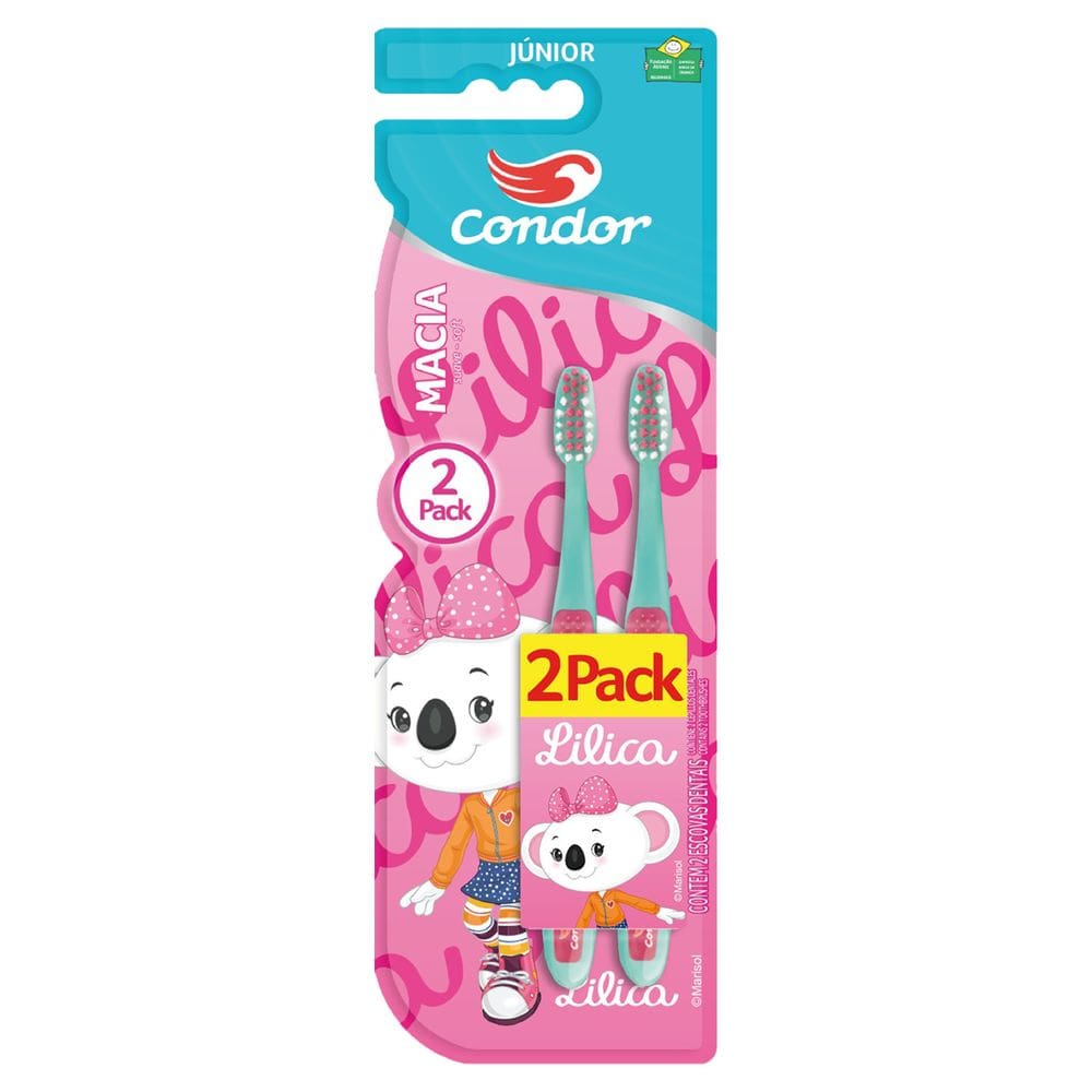 Escova Dental Macia Lilica Ripilica Condor Júnior Cabeça Pequena Leve 2 Pague 1 Unidade