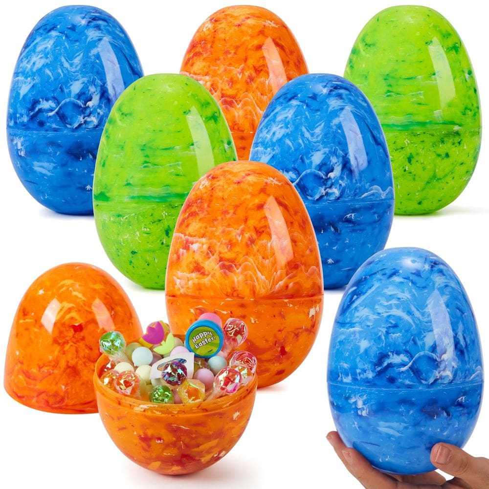 Ovos de Páscoa de plástico JOYIN Marble Style 6 polegadas e 12 unidades