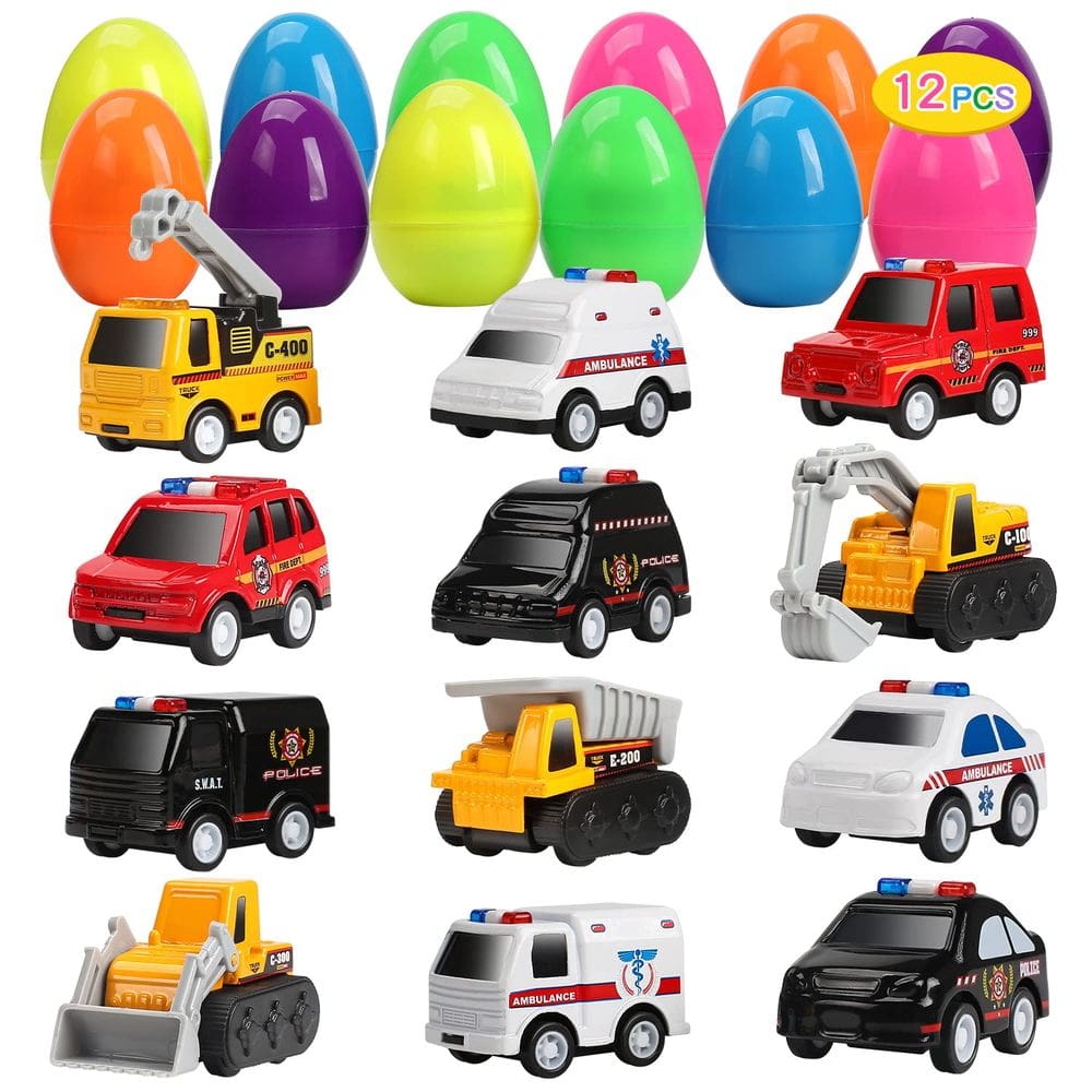 Ovos de Páscoa cheios de carros de liga leve, pacote com 12, Cute Stone