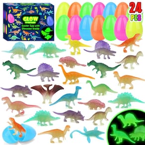 Ovos de Páscoa GWAHSA pré-preenchidos com dinossauro que brilha no escuro, 24 unidades