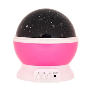Luminária Nave Rosa Galáxia Giratória 14x13x13cm