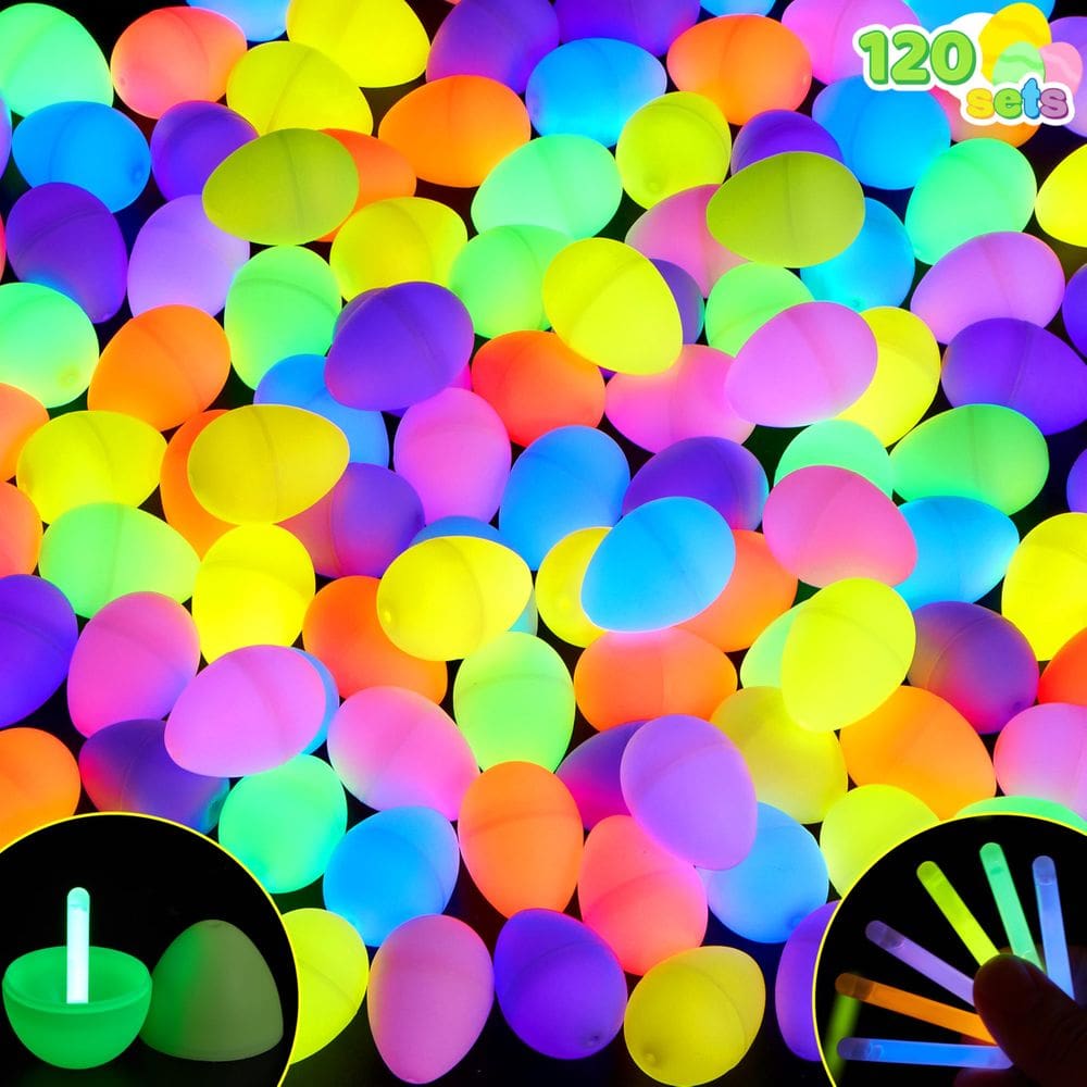 Ovos de Páscoa JOYIN 120 unidades com 120 mini bastões luminosos para crianças