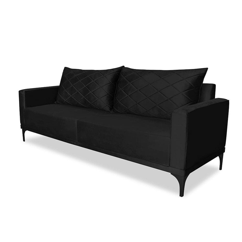 Sofá Etios 2 Lugares 1,60 Veludo Preto - Lucadi Home