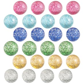 Bouncy Balls Pllieay Glitter 32 mm, 6 cores para crianças, 24 unidades