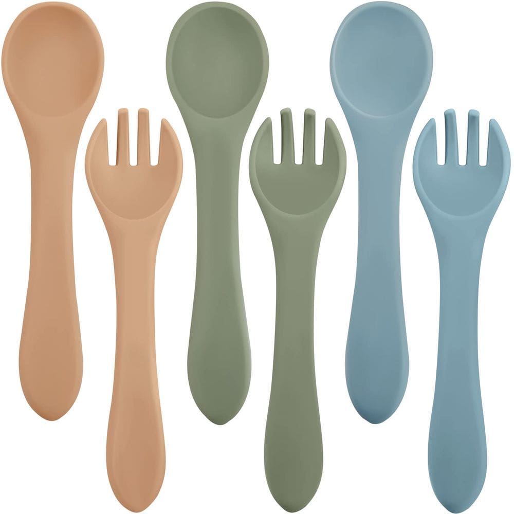 Conjunto de alimentação para bebês Nuenen, garfos e colheres de silicone, 6 peças