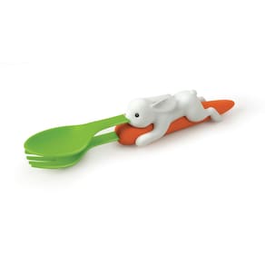 Utensílios para crianças Nesting Snack genuínos, garfo de cenoura para coelhos e colher de coelho