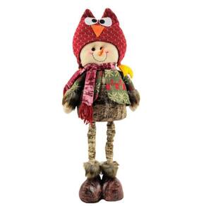 Enfeite Boneco De Neve Em Pé Com Gorro Coruja Natal 50/65Cm