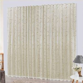 Cortina Charme Renda Com Voal 2,00X 1,70 Trilho Suisso Palha