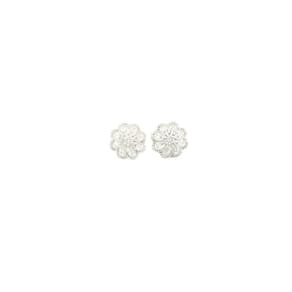 Brinco Prata Rodium Flor Cravejado Zirconia