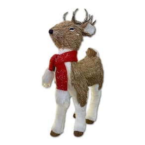 Boneco Natal Rena De Palha Com Cachecol 50X30Cm Cromus