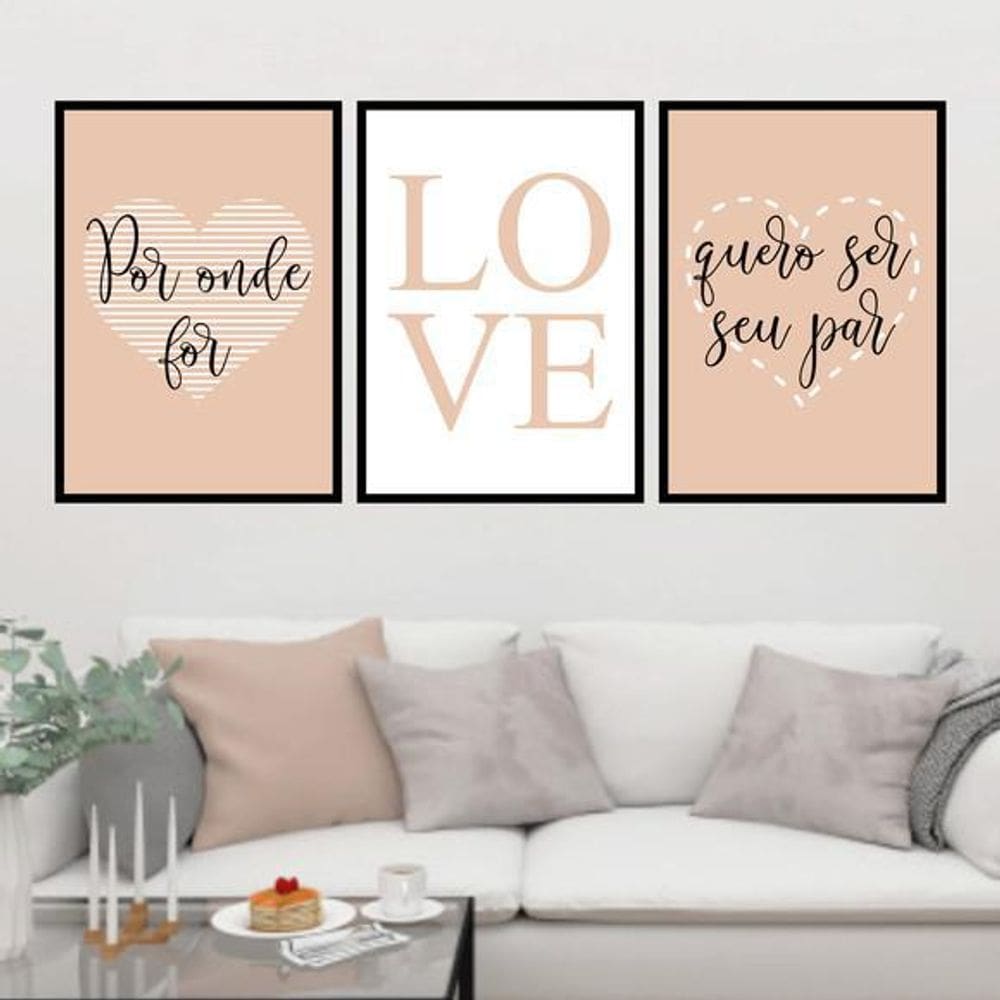 Kit 3 Quadros Por Onde For/ Love 33X24Cm