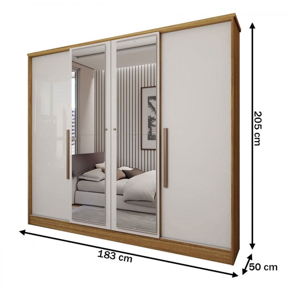 Guarda-Roupa Casal Adam Plus 4 Portas 2 Gavetas | Casas Bahia