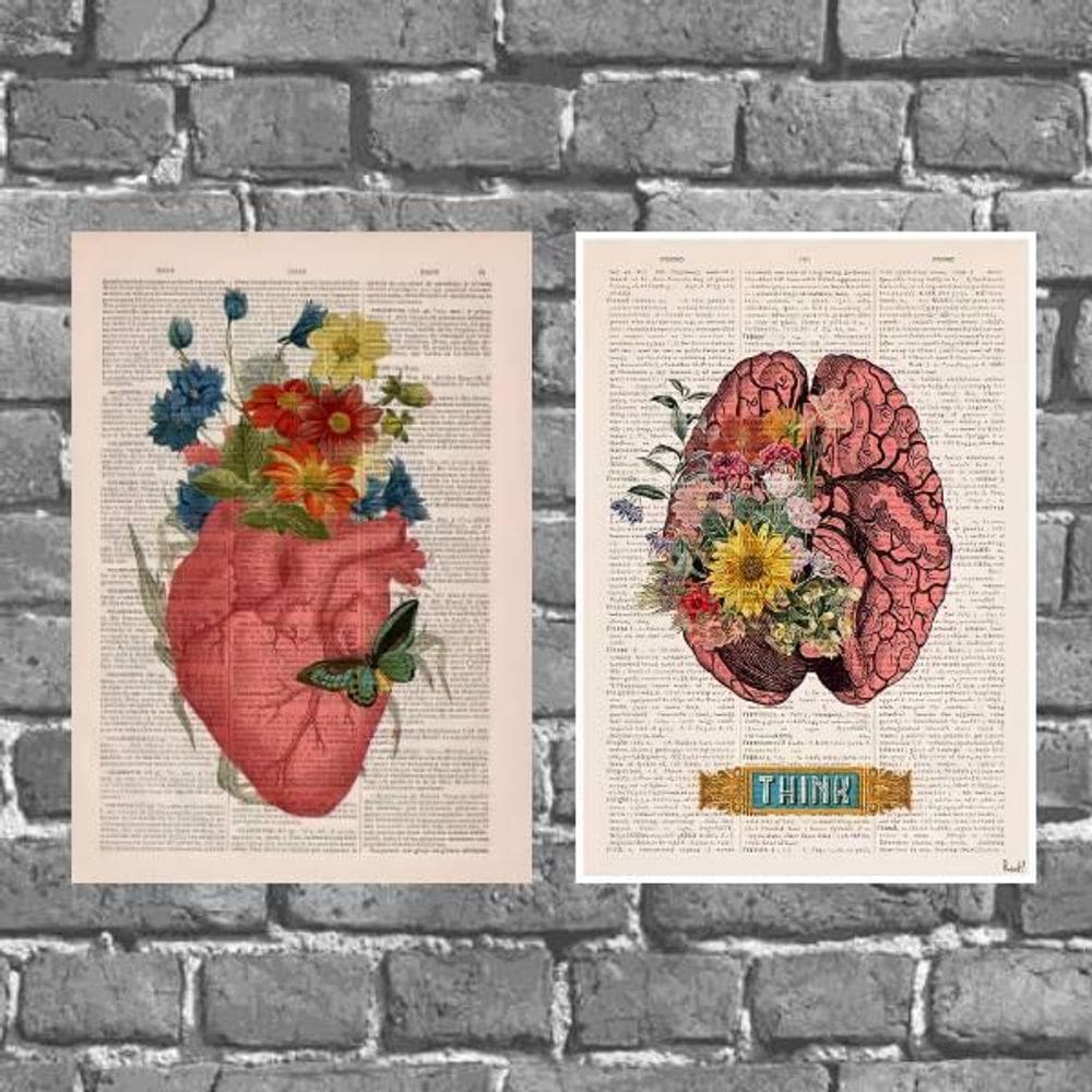 Kit 2 Placas Decorativas Razão E Emoção 18X27Cm